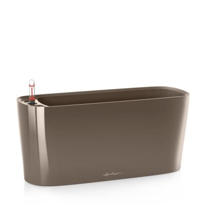 LECHUZA  Jardini&egrave;re de table Delta 20 ALL-IN-ONE Taupe brillant 15566