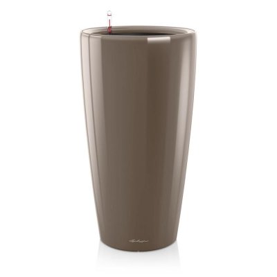 LECHUZA  Jardini&egrave;re Rondo 40 ALL-IN-ONE Taupe haute brillance 15744