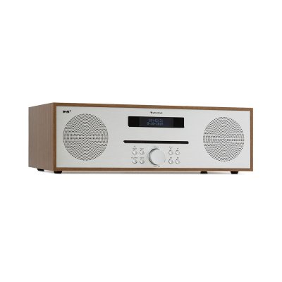 AUNA Lecteur CD DAB DAB+ tuner FM Bluetooth USB MP3 AUX -  Silver Star - 2x20W - Marron 