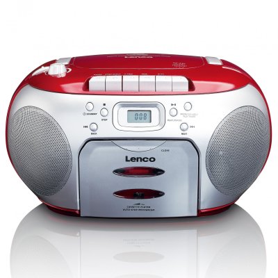 LENCO Lecteur CD/radio FM st&eacute;r&eacute;o portable  SCD-420RD Rouge-Argent 