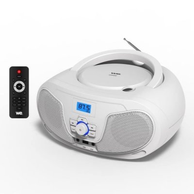 WE Lecteur Radio CD-USB(MP3)-Bluetooth avec t&eacute;l&eacute;commande, 2*2W Blanc