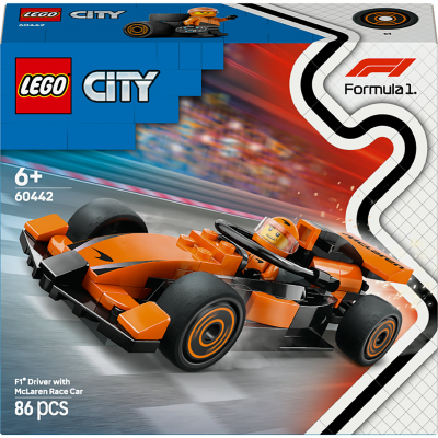 LEGO&reg; City F1&reg; Driver with McLaren Race Car Mini Vehicle Toy Playset 60442