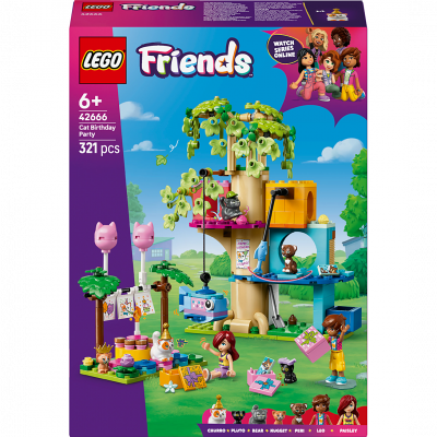 LEGO&reg; Friends Cat Birthday Party & Tree House Building Kit Toy 42666