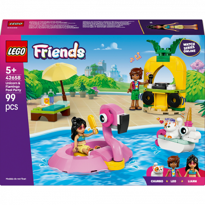 LEGO&reg; Friends Unicorn & Flamingo Pool Party Toy Building Set 42658