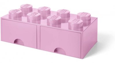 LEGO  pierre de rangement &agrave; tiroirs 8 tenons 50 x 18 cm PP rose