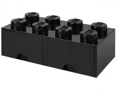 LEGO pierre de rangement avec tiroirs 8 tenons 50 x 18 cm PP noir 