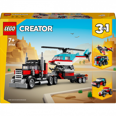 Lego Platform Truck With Helicopter Construction Game Argent&eacute;