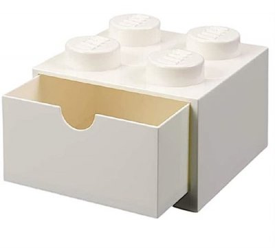 LEGO tiroir de bureau 4 plots 15,8 x 11,3 cm polypropyl&egrave;ne blanc