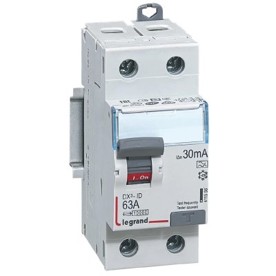 LEGRAND  411556 Interrupteur diff&eacute;rentiel DX3 2P 63A tye A 30mA 2 modules