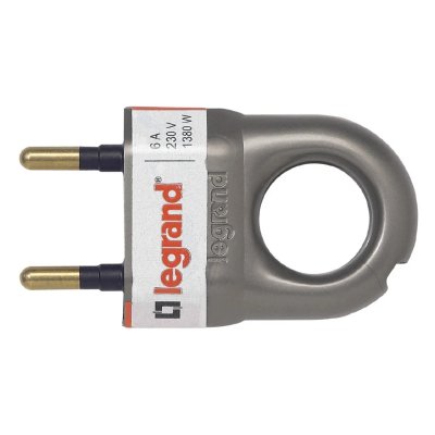 LEGRAND  - Fiche plastique - 2P - 6A - Anneau d'extraction - Aluminium