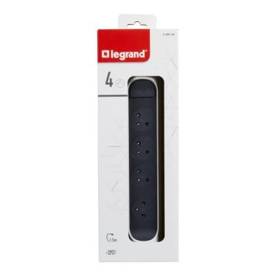 LEGRAND  Multiprise FB 4x2P+T prenium rotative et fixable 1.5m blanc/noir