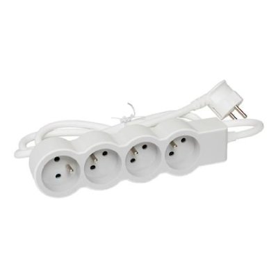 LEGRAND  Multiprise FB 4x2P+T standard 1.5m 1mm&sup2; - Blanc et gris
