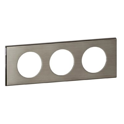 LEGRAND  - Plaque de finition C&eacute;liane - Mati&egrave;re Inox Bross&eacute; - 3 postes