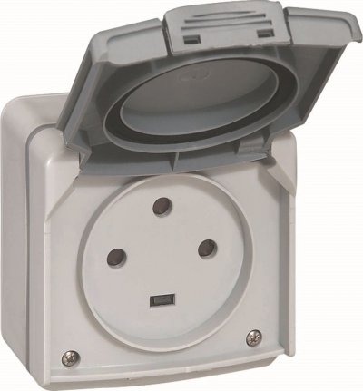 LEGRAND  - Prise &eacute;tanche 20 A - Re&ccedil;oit fiche 20 A - 3P+T - Gris