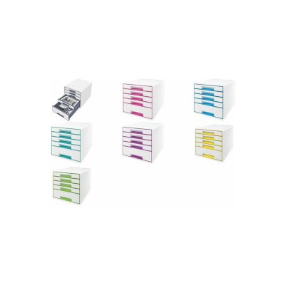 LEITZ  Bloc de classement WOW CUBE, 5 tiroirs, blanc/gris