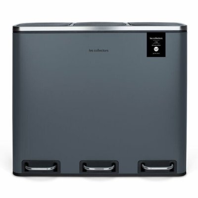 LES COLLECTORS  n&deg;984 poubelle de tri &agrave; p&eacute;dale 54l gris mat edition