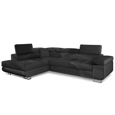COTECOSY Les Tendances - Canap&eacute; d'angle gauche convertible simili noir Marka 275 cm