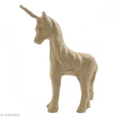  Licorne en papier m&acirc;ch&eacute; - 14 cm - D&eacute;copatch - couleur variant