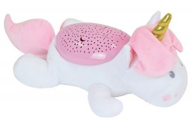 JEMINI Licorne VEILLEUSE MUSICALE rose et blanche - Longueur 31 cm