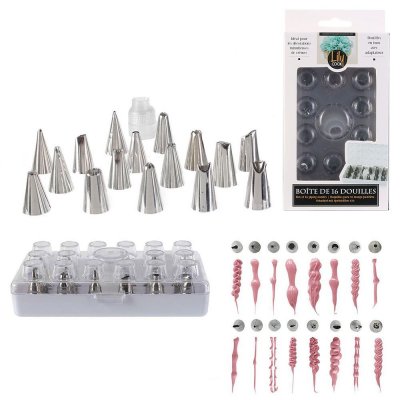 LILY COOK  KP5426 Set de 16 Boites Douilles INOX Argent 3 x 3 x 4 cm
