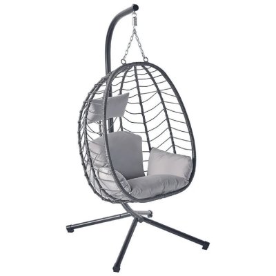 CONCEPT USINE Lima Gris- Fauteuil suspendu r&eacute;sine & Acier 