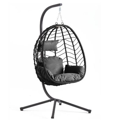 CONCEPT USINE Lima Noir - Fauteuil suspendu r&eacute;sine & Acier 