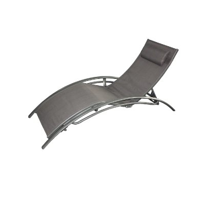 CONCEPT USINE Limea - Transat Gris ajustable et empilable 1 place avec pieds acier