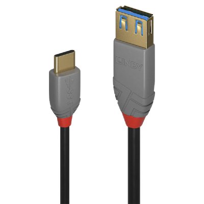 LINDY  C&acirc;ble Adaptateur USB 3.1 type C vers A - Anthra Line - 0.15m