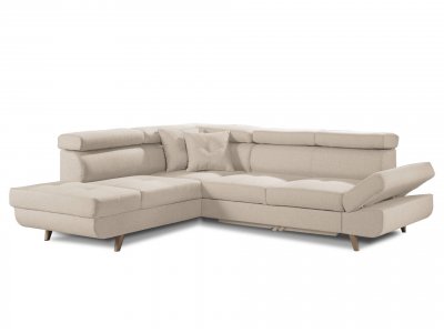 BESTMOBILIER Linea - Canap&eacute; d'angle gauche convertible - 5 places - avec t&ecirc;ti&egrave;res