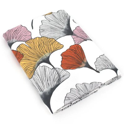 LINNEA  Drap Plat 180x290 cm Percale Pur Coton Ginkgo Rose