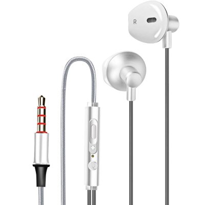 LINQ  &Eacute;couteurs Nylon Tress&eacute; Intra-auriculaires Jack 3.5mm Kit mains libres Blanc