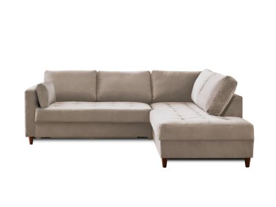 LISA DESIGN  Canap&eacute; d'angle droit convertible 5 places ANNA - Velours Beige