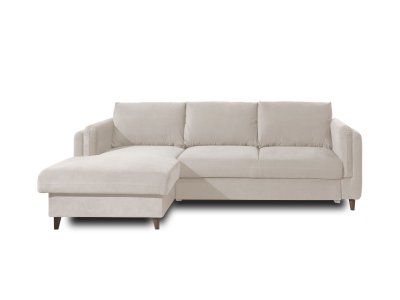 LISA DESIGN  Canap&eacute; d'angle gauche convertible 4 places BROOKE - Velours Beige