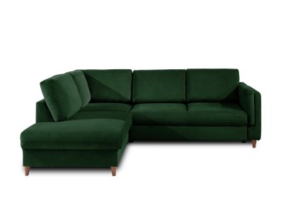 LISA DESIGN  Canap&eacute; d'angle gauche convertible 5 places BROOKE - Velours Vert