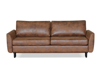 LISA DESIGN  Canap&eacute; droit convertible 3 places DAN - Microfibre Marron