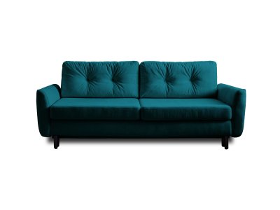 LISA DESIGN  Canap&eacute; droit convertible 3 places NILS - Velours Bleu canard