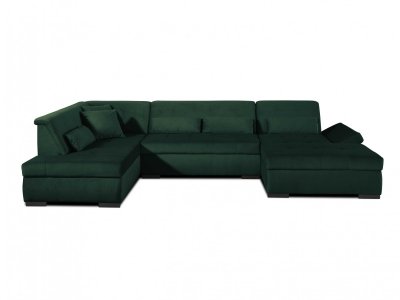 LISA DESIGN  Canap&eacute; panoramique 7 places VERMONT - Angle gauche - Velours Vert