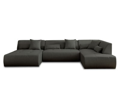 LISA DESIGN  - Onyx - canap&eacute; modulable panoramique d'angle Droit 7 Places - en Tissu - Gris fonc&eacute;