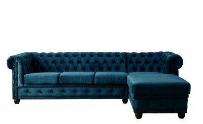 LISA DESIGN  - William - Canap&eacute; d'angle Chesterfield - 4 Places - Velours - Droit