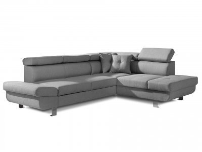 BESTMOBILIER Lisbona - Canap&eacute; d'angle convertible - 5 places - Droit - Gris clair 