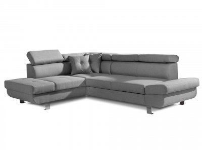 BESTMOBILIER Lisbona - Canap&eacute; d'angle convertible - 5 places - Gauche - Gris clair 