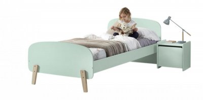 Lit 90x200 et chevet 1 porte kiddy - vert menthe