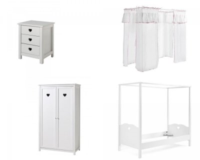 VIPACK Lit &agrave; baldaquin avec armoire 2 portes