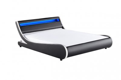 Lit avec sommier et t&ecirc;te de lit LED en PU 160x200 cm NEON