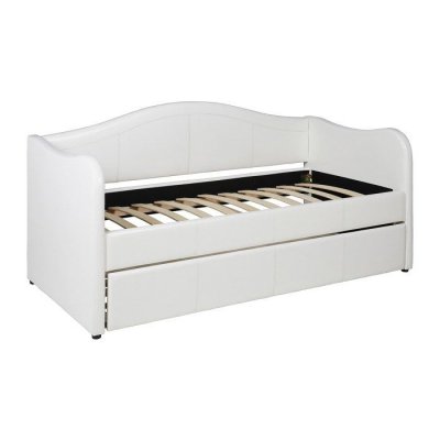 VENTE UNIQUE Lit banquette gigogne MATHILDE - 2 x 90 x 190 cm - Simili - Blanc 