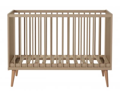 Lit b&eacute;b&eacute; 60x120 cm bois laqu&eacute; taupe et h&ecirc;tre clair Cosy