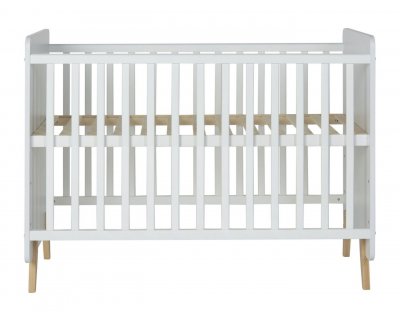 QUAX Lit b&eacute;b&eacute; 60x120 cm m&eacute;lamin&eacute; blanc et pieds h&ecirc;tre massif Nalice