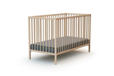 WEBABY Lit b&eacute;b&eacute; en bois massif brut, sommier r&eacute;glable 60X120 cm 