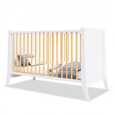  Lit B&eacute;b&eacute; &eacute;volutif Timeo 60x120 cm (matelas non inclus)   Blanc & bois