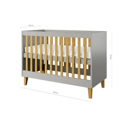 GENERIQUE Lit b&eacute;b&eacute; gris kubi sans tiroir, sans matelas 124/66